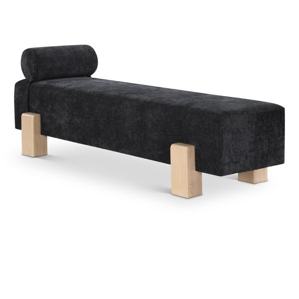 Meridian Edison Black Chenille Fabric Bench IMAGE 1