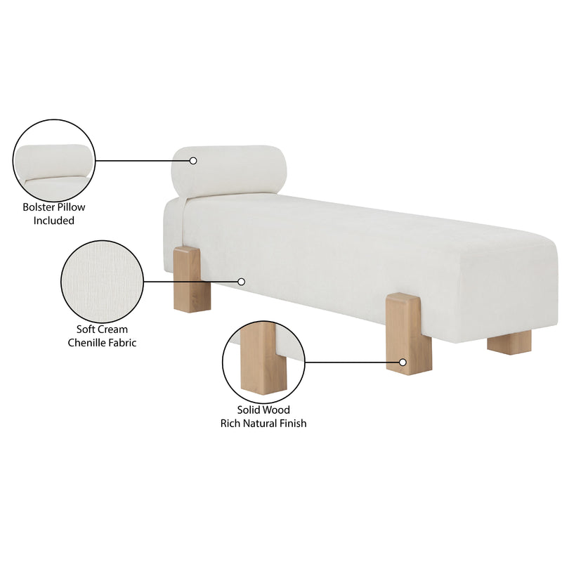 Meridian Edison Cream Chenille Fabric Bench IMAGE 10
