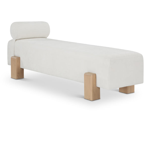 Meridian Edison Cream Chenille Fabric Bench IMAGE 1