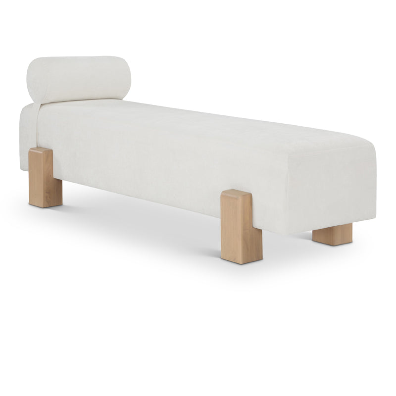 Meridian Edison Cream Chenille Fabric Bench IMAGE 1