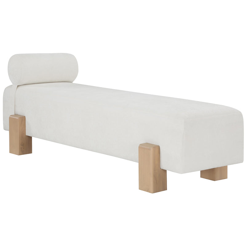 Meridian Edison Cream Chenille Fabric Bench IMAGE 3