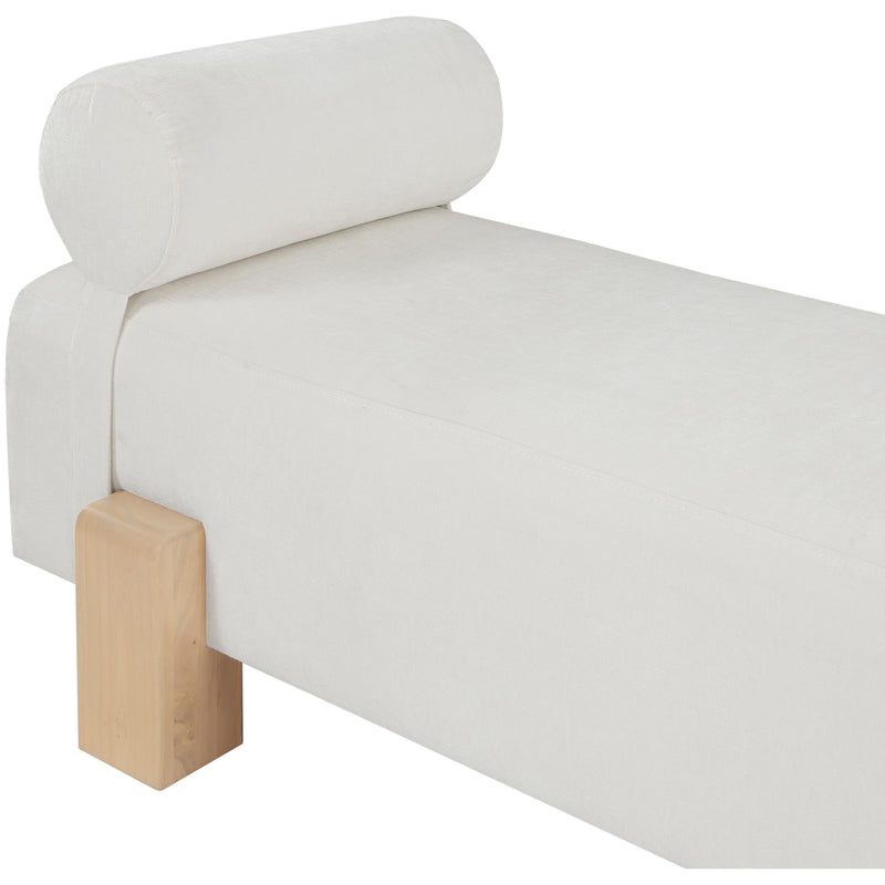 Meridian Edison Cream Chenille Fabric Bench IMAGE 7