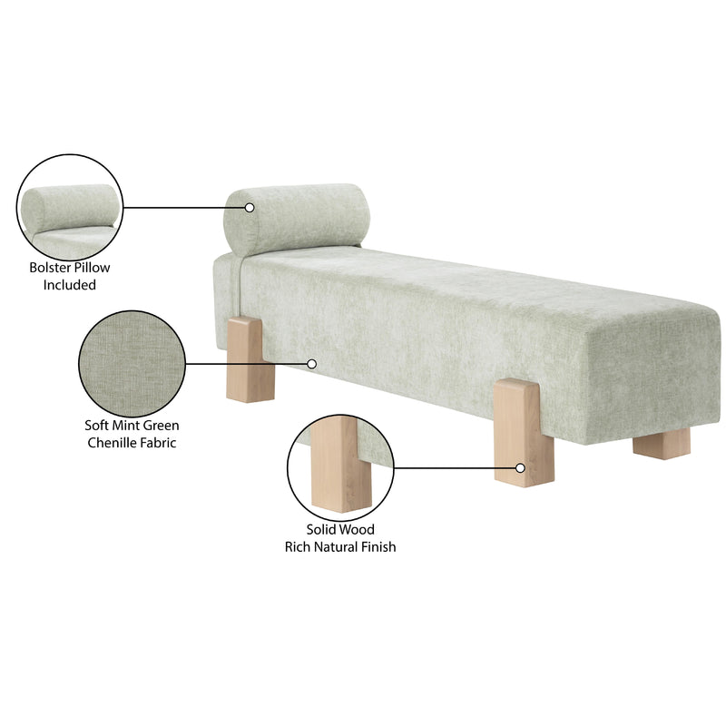 Meridian Edison Mint Green Chenille Fabric Bench IMAGE 10