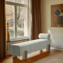 Meridian Edison Mint Green Chenille Fabric Bench IMAGE 2