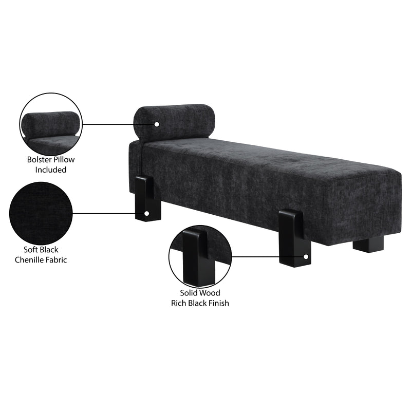 Meridian Edison Black Chenille Fabric Bench IMAGE 10
