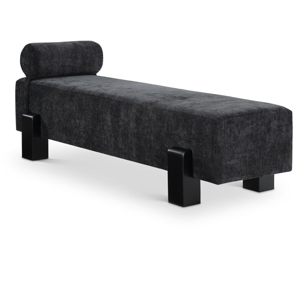 Meridian Edison Black Chenille Fabric Bench IMAGE 1