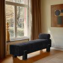 Meridian Edison Black Chenille Fabric Bench IMAGE 2