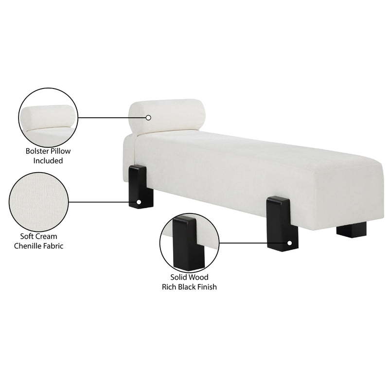 Meridian Edison Cream Chenille Fabric Bench IMAGE 10
