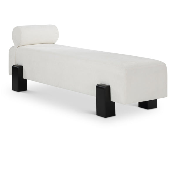 Meridian Edison Cream Chenille Fabric Bench IMAGE 1