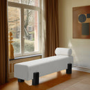 Meridian Edison Cream Chenille Fabric Bench IMAGE 2