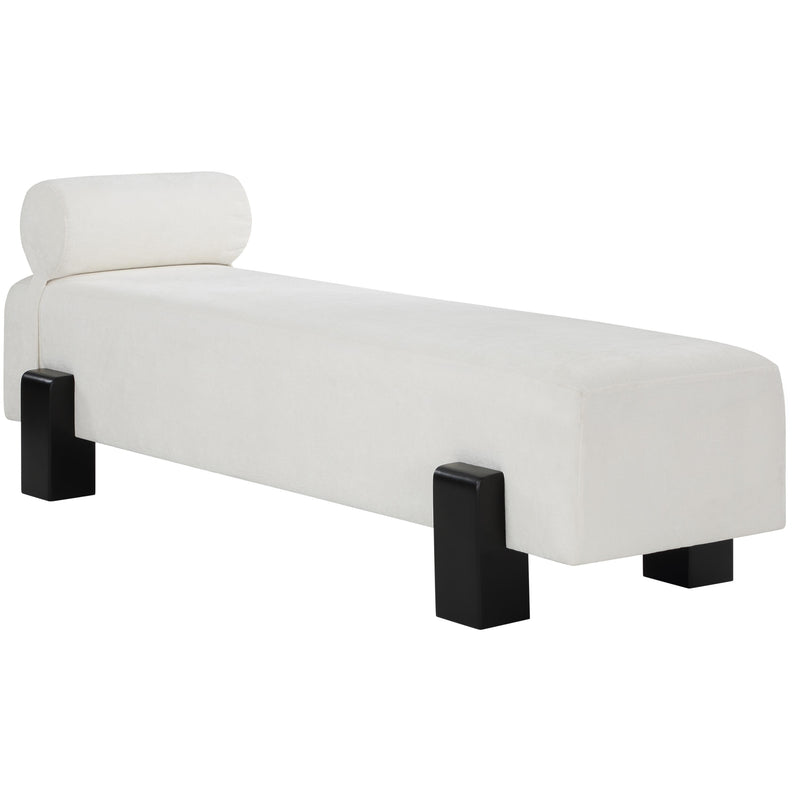 Meridian Edison Cream Chenille Fabric Bench IMAGE 3