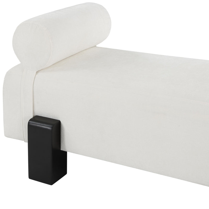 Meridian Edison Cream Chenille Fabric Bench IMAGE 7
