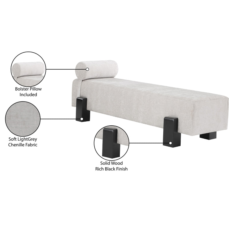 Meridian Edison Light Grey Chenille Fabric Bench IMAGE 10