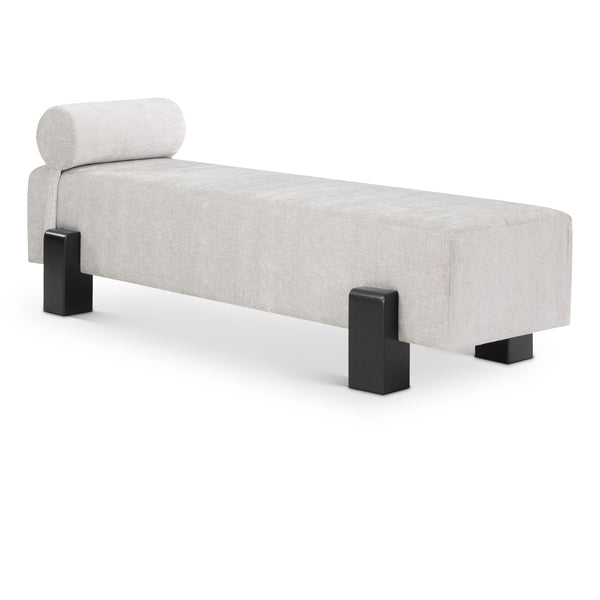 Meridian Edison Light Grey Chenille Fabric Bench IMAGE 1