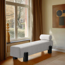 Meridian Edison Light Grey Chenille Fabric Bench IMAGE 2