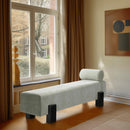 Meridian Edison Mint Green Chenille Fabric Bench IMAGE 2