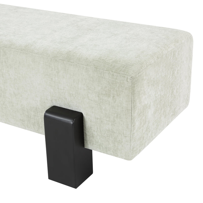 Meridian Edison Mint Green Chenille Fabric Bench IMAGE 6