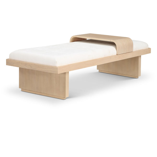 Meridian Arlington Cream Chenille Fabric Bench IMAGE 1