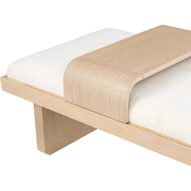 Meridian Arlington Cream Chenille Fabric Bench IMAGE 7