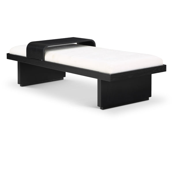 Meridian Arlington Cream Chenille Fabric Bench IMAGE 1