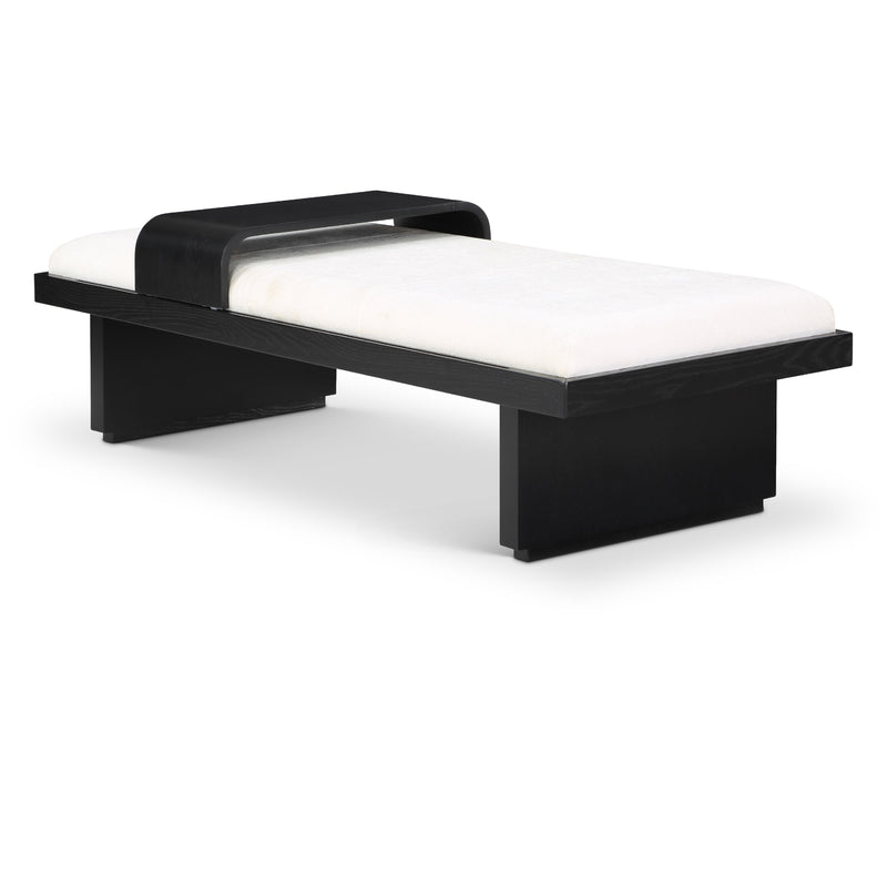 Meridian Arlington Cream Chenille Fabric Bench IMAGE 1