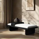 Meridian Arlington Cream Chenille Fabric Bench IMAGE 2