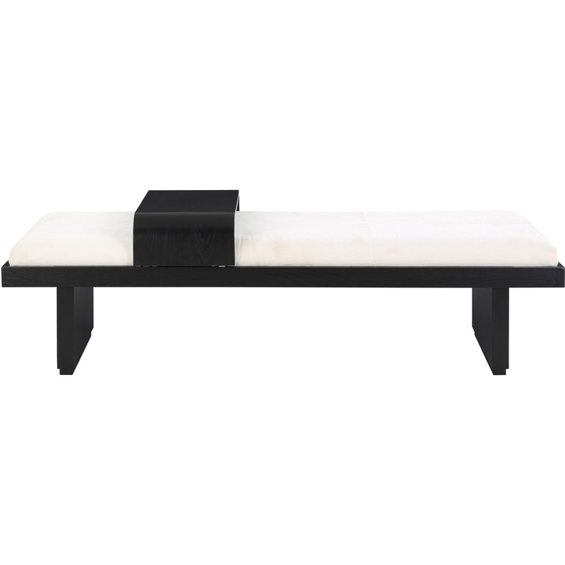 Meridian Arlington Cream Chenille Fabric Bench IMAGE 4