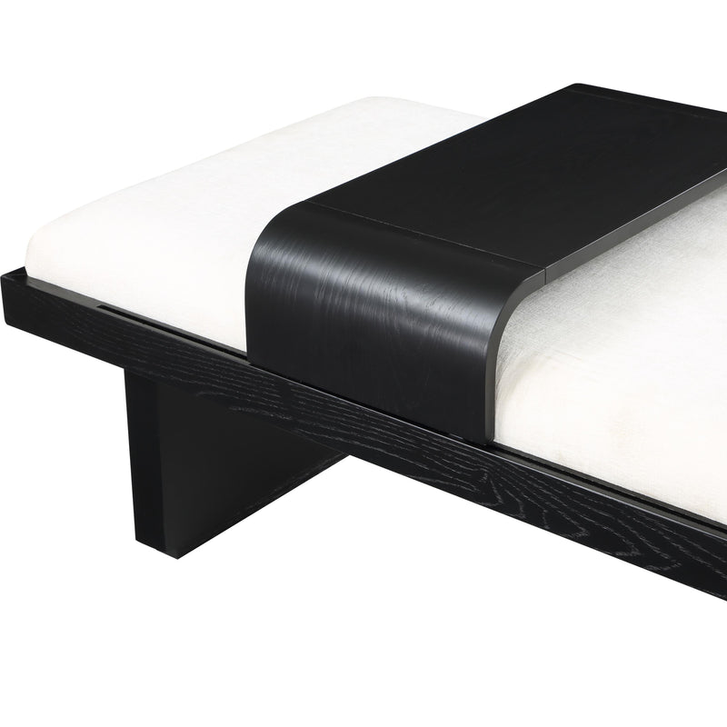 Meridian Arlington Cream Chenille Fabric Bench IMAGE 7