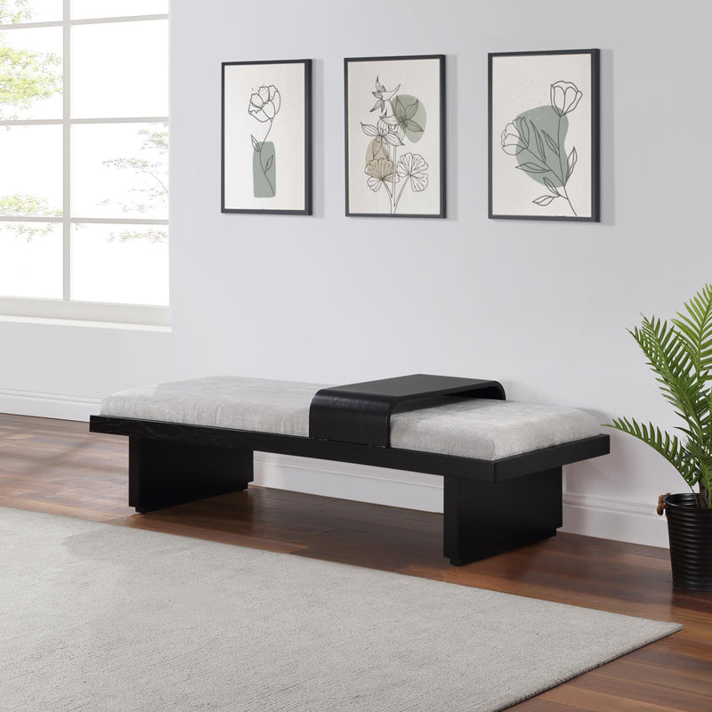 Meridian Arlington Light Grey Chenille Fabric Bench IMAGE 2