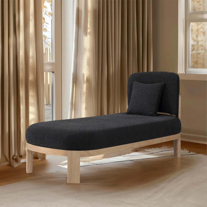 Meridian Maybourne Black Boucle Fabric Chaise/Bench IMAGE 2