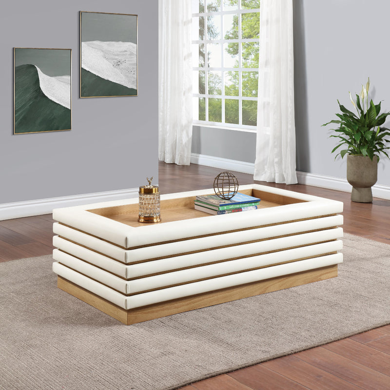 Meridian Rory Cream Vegan Leather Coffee Table IMAGE 2
