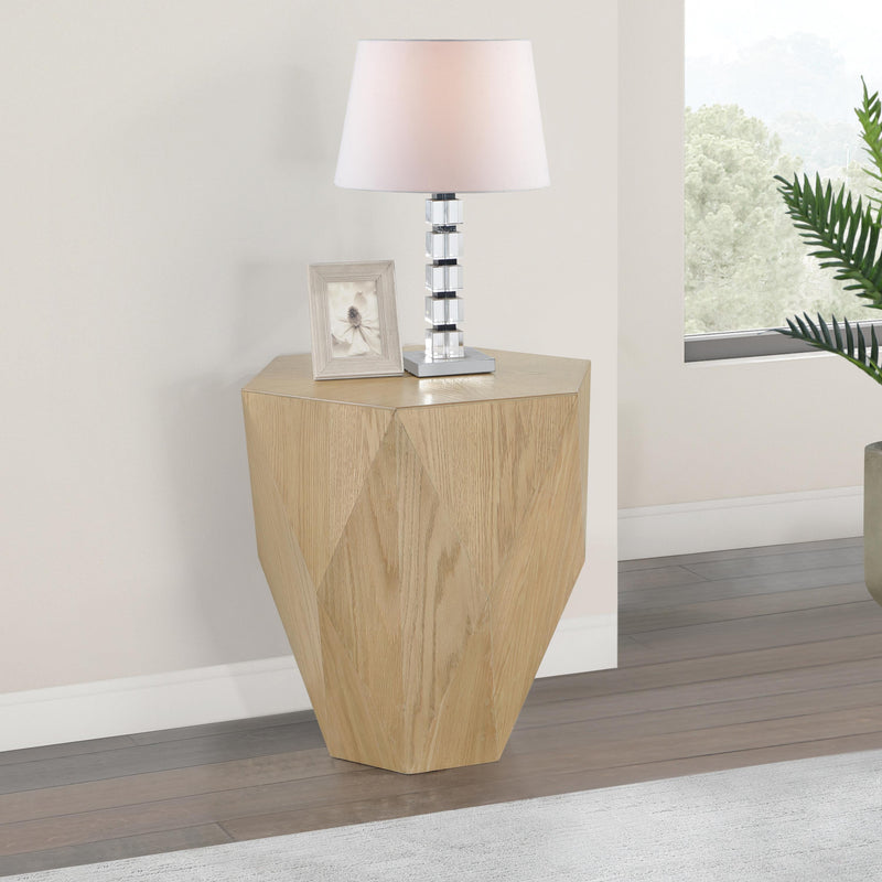Meridian Diamante Oak End Table IMAGE 2