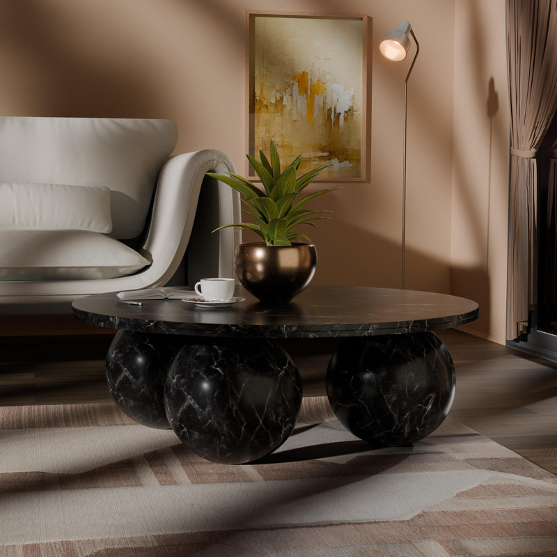 Meridian Spherical Black Coffee Table (4 Boxes) IMAGE 2