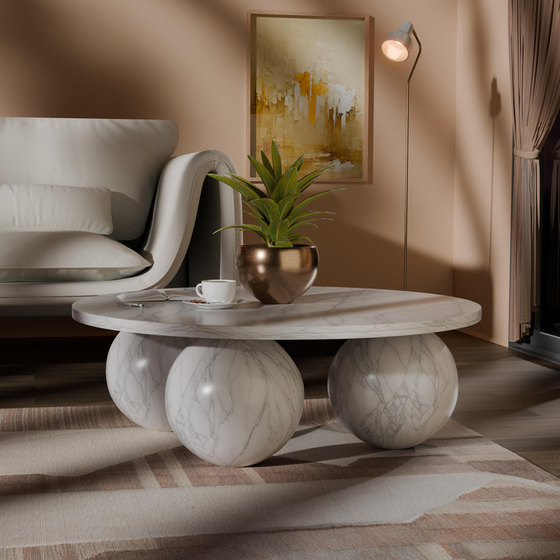 Meridian Spherical White Coffee Table (4 Boxes) IMAGE 2