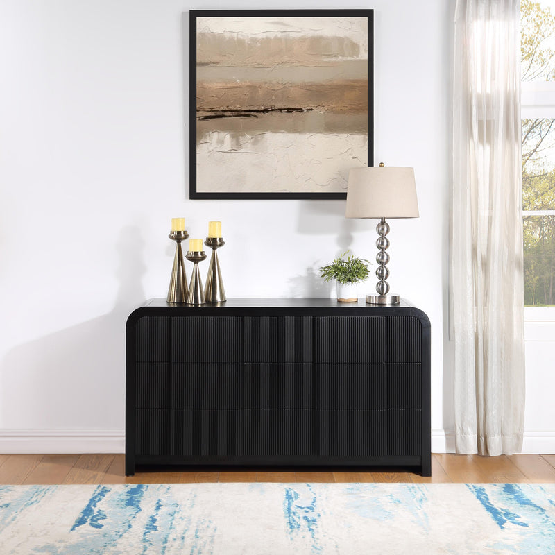 Meridian Fluted Black Dresser IMAGE 2