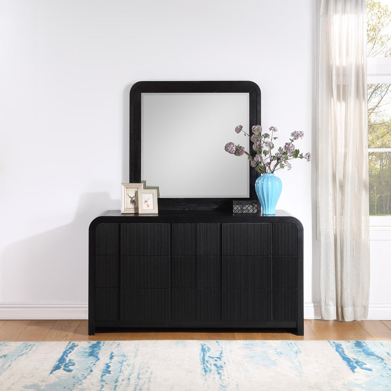 Meridian Fluted Black Mirror IMAGE 2