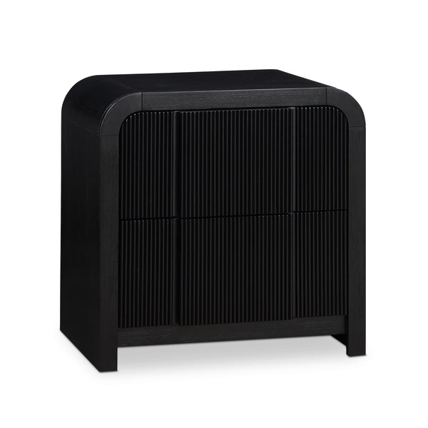 Meridian Fluted Black Night Stand IMAGE 1