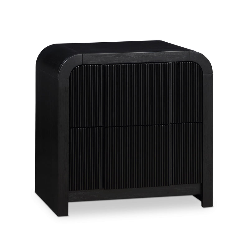 Meridian Fluted Black Night Stand IMAGE 1