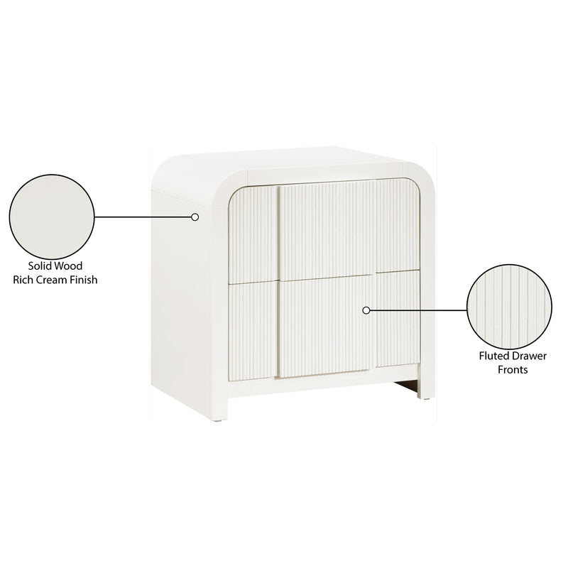 Meridian Fluted Cream Night Stand IMAGE 10