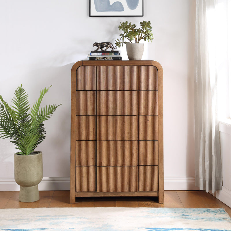 Meridian Fluted Walnut Chest IMAGE 2