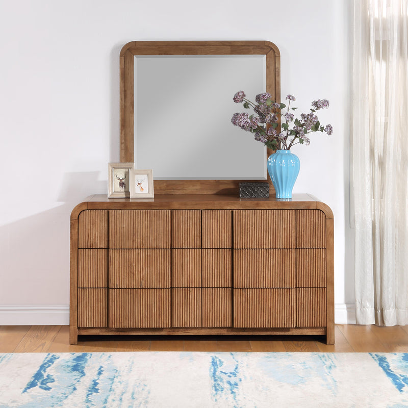 Meridian Fluted Walnut Mirror IMAGE 2