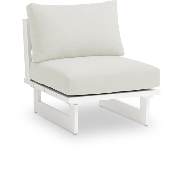 Meridian Maldives Cream Water Resistant Fabric Outdoor Patio Armless Chair IMAGE 1