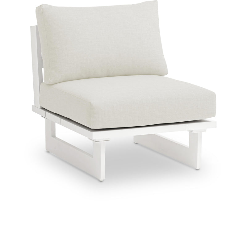 Meridian Maldives Cream Water Resistant Fabric Outdoor Patio Armless Chair IMAGE 1