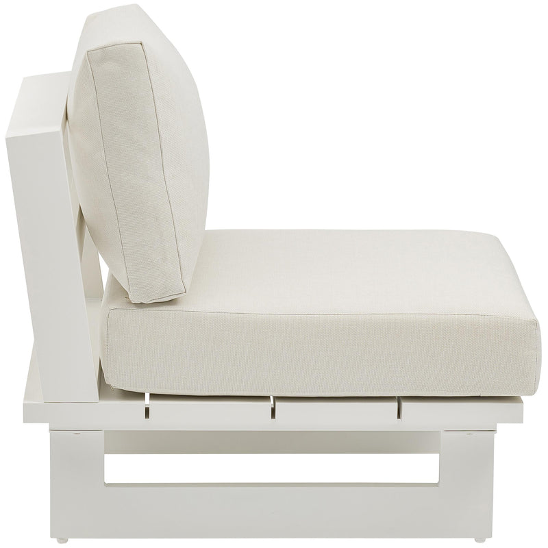 Meridian Maldives Cream Water Resistant Fabric Outdoor Patio Armless Chair IMAGE 4
