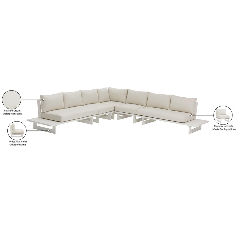 Meridian Maldives Cream Water Resistant Fabric Outdoor Patio Modular Sectional IMAGE 11