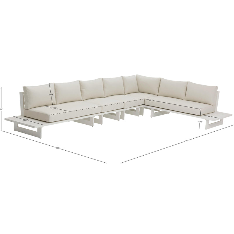 Meridian Maldives Cream Water Resistant Fabric Outdoor Patio Modular Sectional IMAGE 10