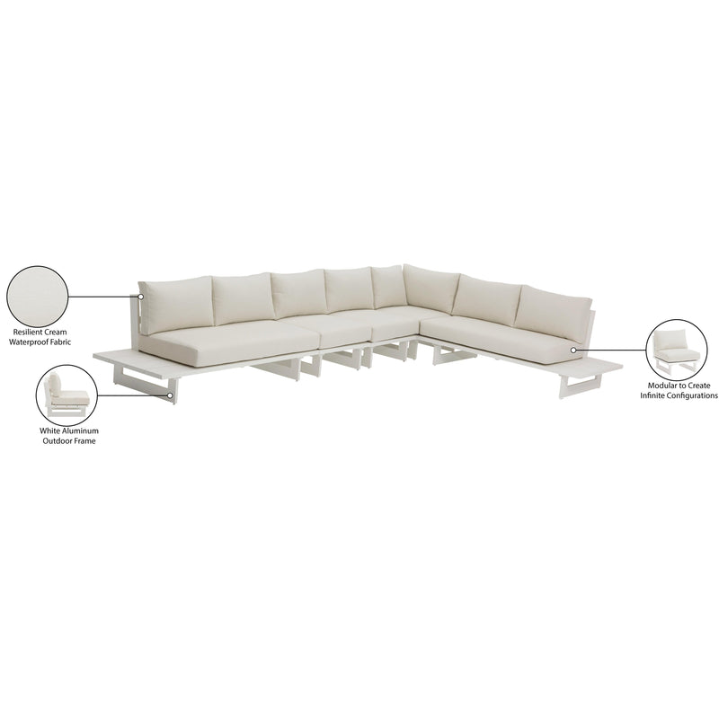 Meridian Maldives Cream Water Resistant Fabric Outdoor Patio Modular Sectional IMAGE 11
