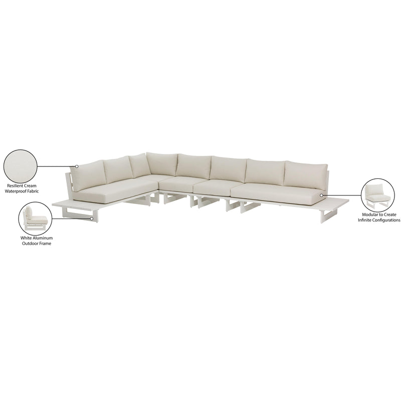 Meridian Maldives Cream Water Resistant Fabric Outdoor Patio Modular Sectional IMAGE 11