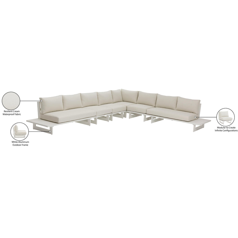 Meridian Maldives Cream Water Resistant Fabric Outdoor Patio Modular Sectional IMAGE 11