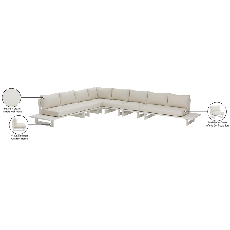 Meridian Maldives Cream Water Resistant Fabric Outdoor Patio Modular Sectional IMAGE 11